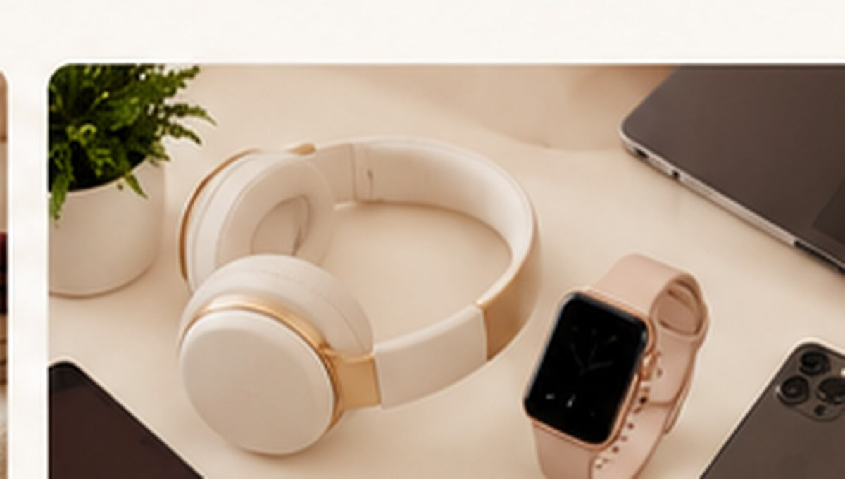 Wireless headphones, smartwatch and mobile technology accessories