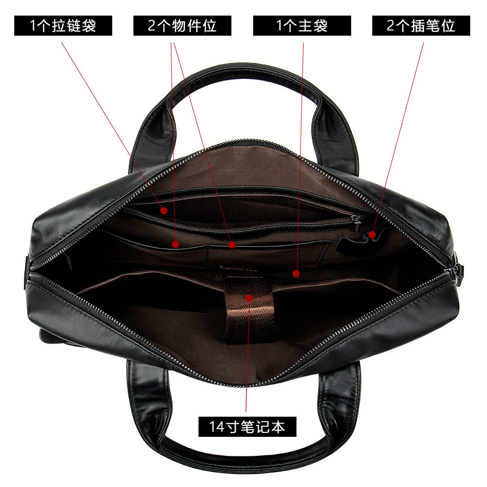 Men's Genuine Leather Business Laptop Briefcase