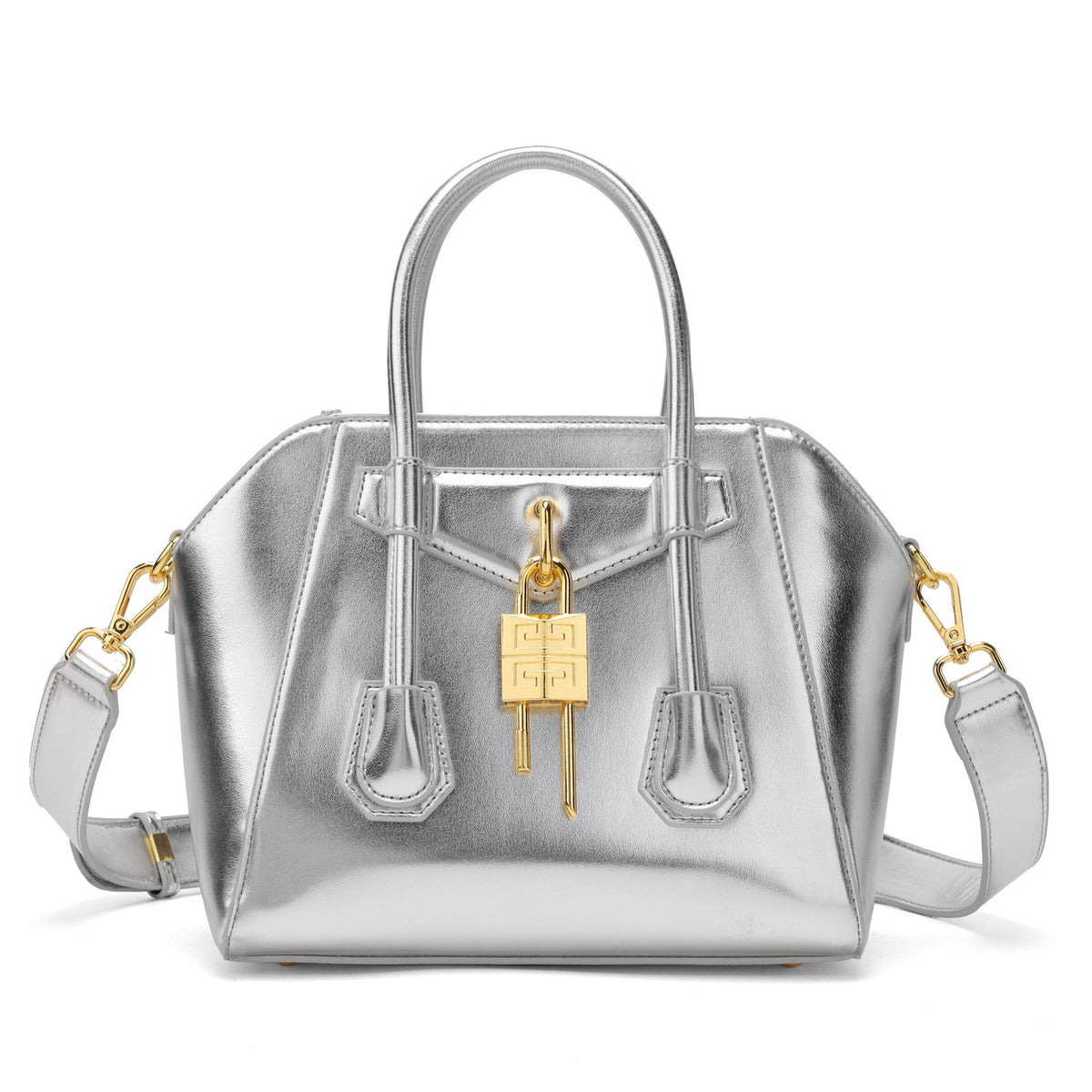 Luxury Metal-Lock Boston Bag