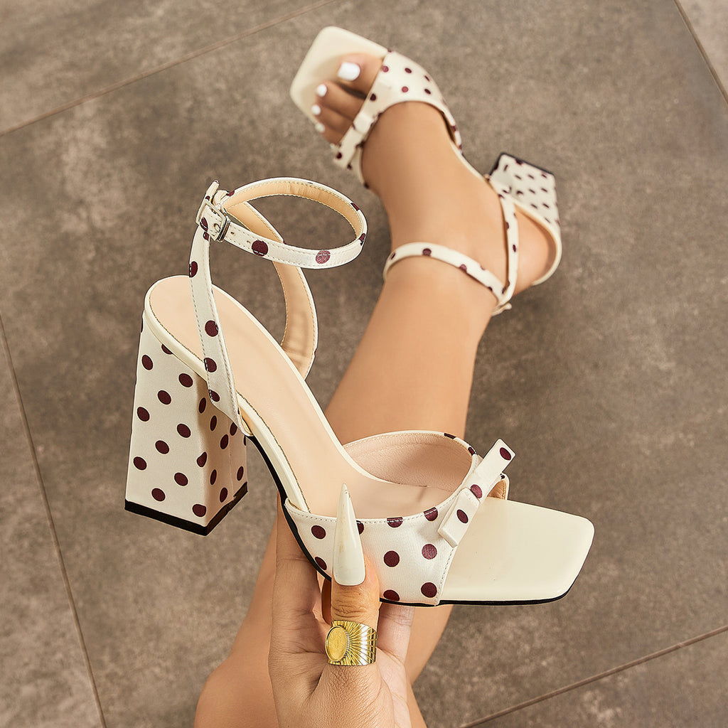 Polka-Dot Bow-Detail Heeled Sandals