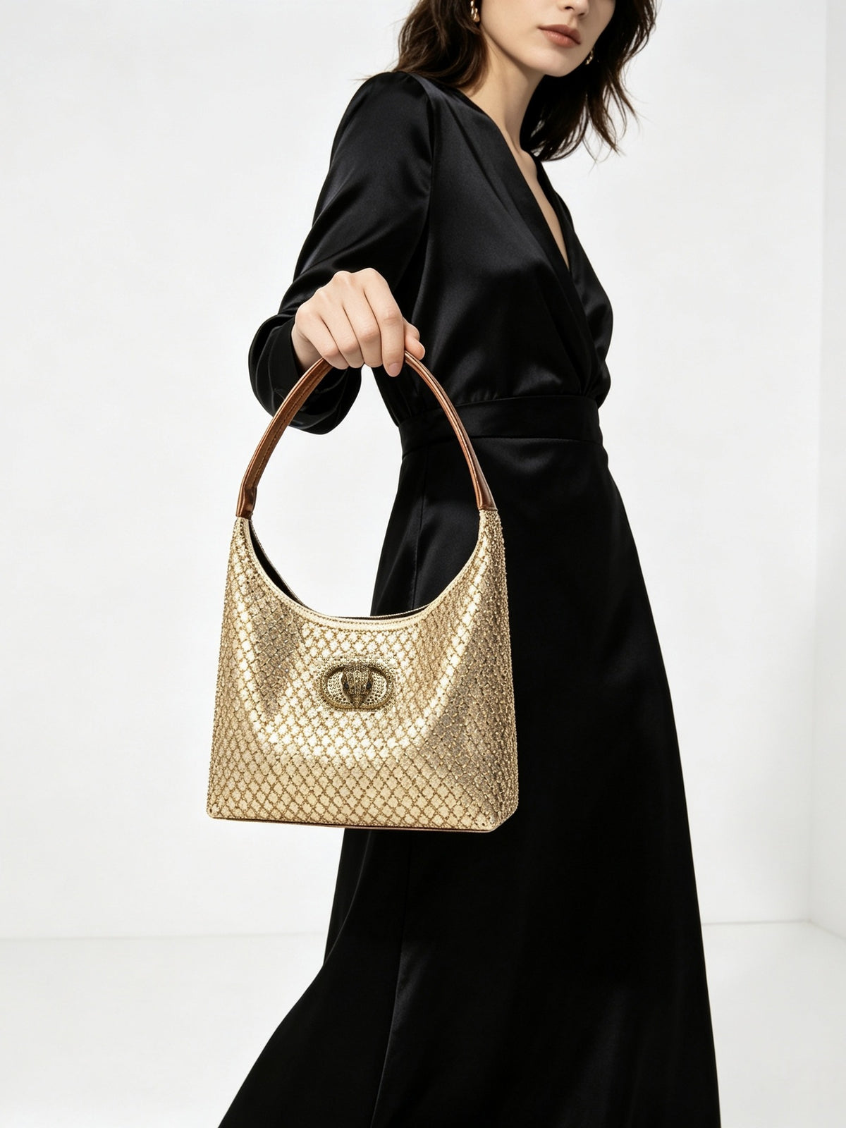 Gold Crystal-Grid Evening Bag