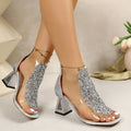 Crystal-Detail Open-Toe Heeled Sandals