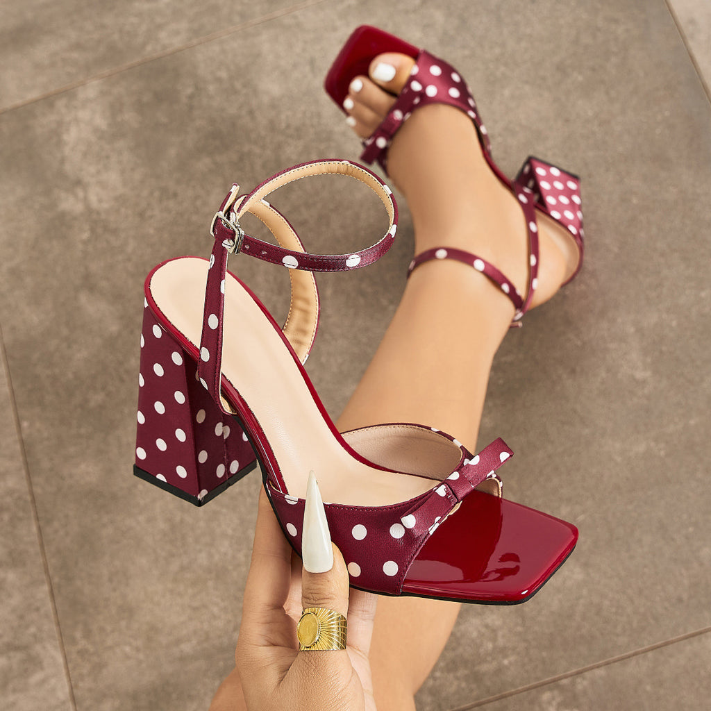 Polka-Dot Bow-Detail Heeled Sandals