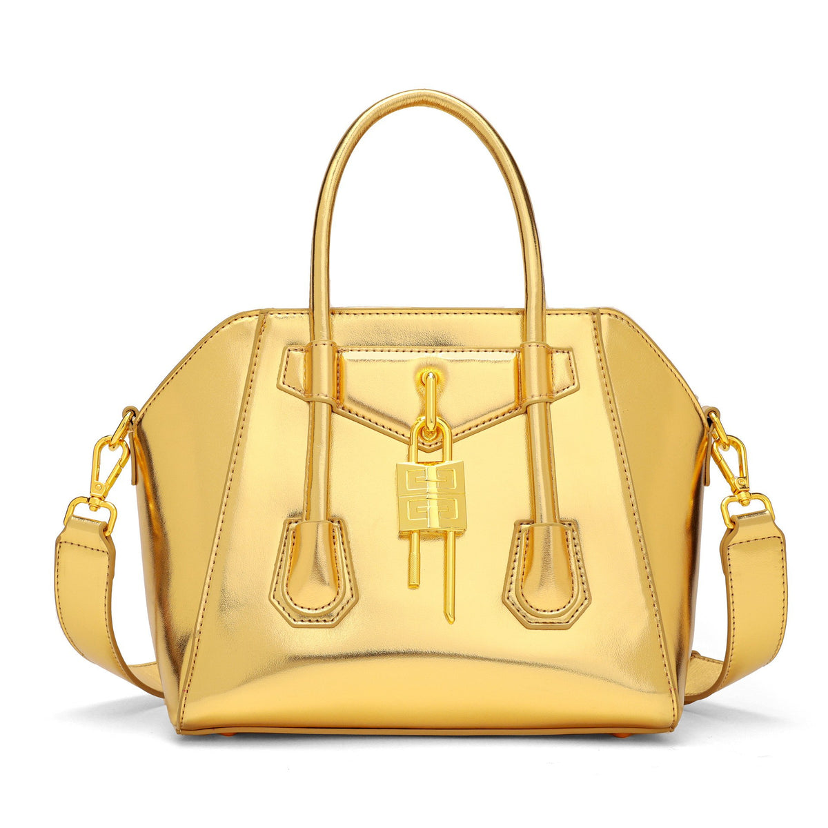 Luxury Metal-Lock Boston Bag