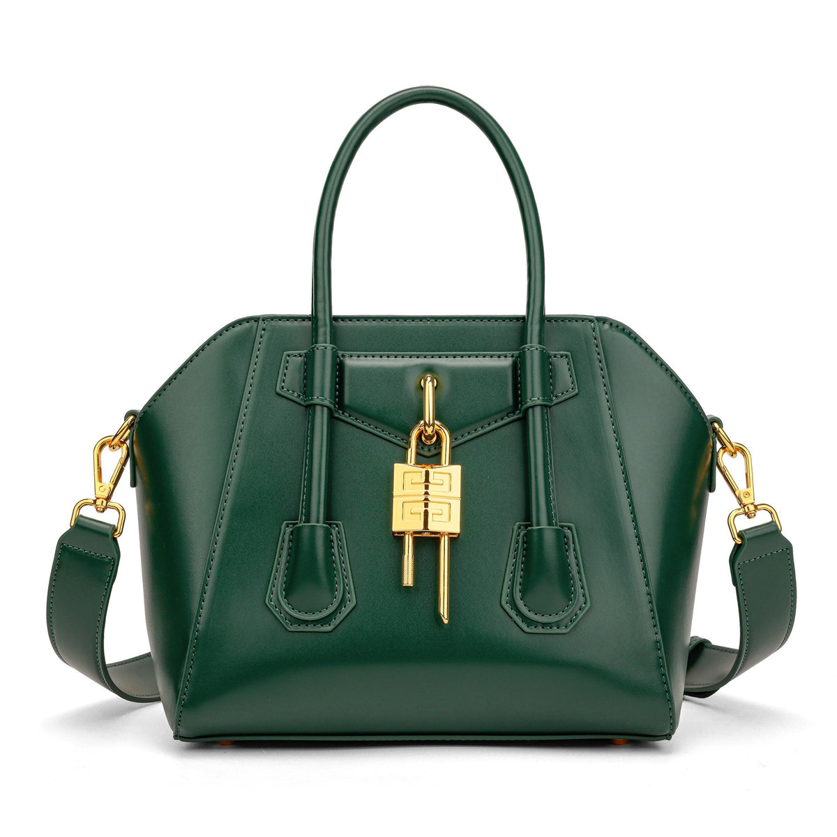 Luxury Metal-Lock Boston Bag