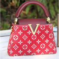 Stone-Embellished Printed Top-Handle Handbag