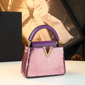 Crystal-Detail V-Lock Top-Handle Bag
