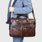 Men's Genuine Leather Business Laptop Briefcase