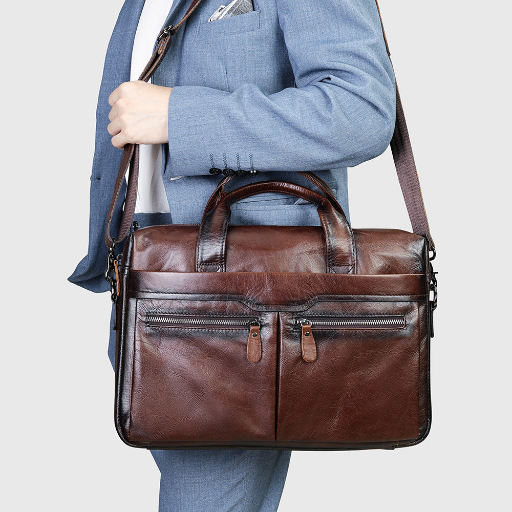 Men's Genuine Leather Business Laptop Briefcase