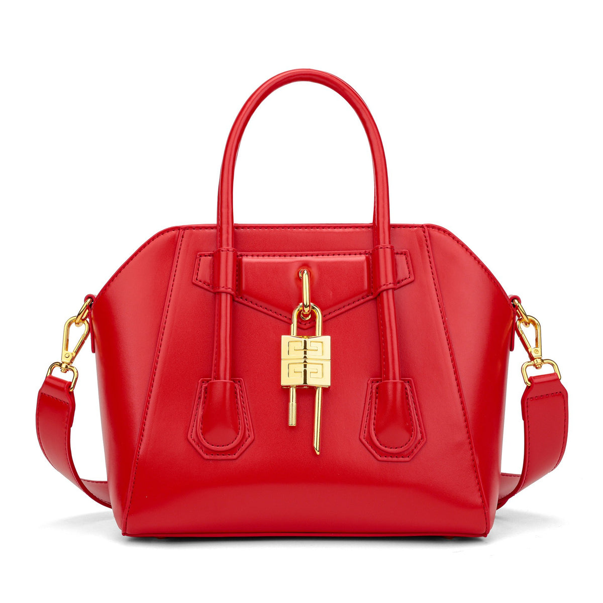 Luxury Metal-Lock Boston Bag