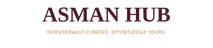 ASMAN HUB wordmark with the tagline Intentionally Curated. Effortlessly Yours.